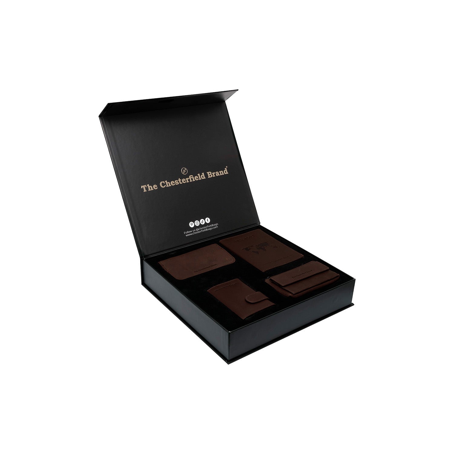 Gift Set Leather Card Holder Brown Leicester