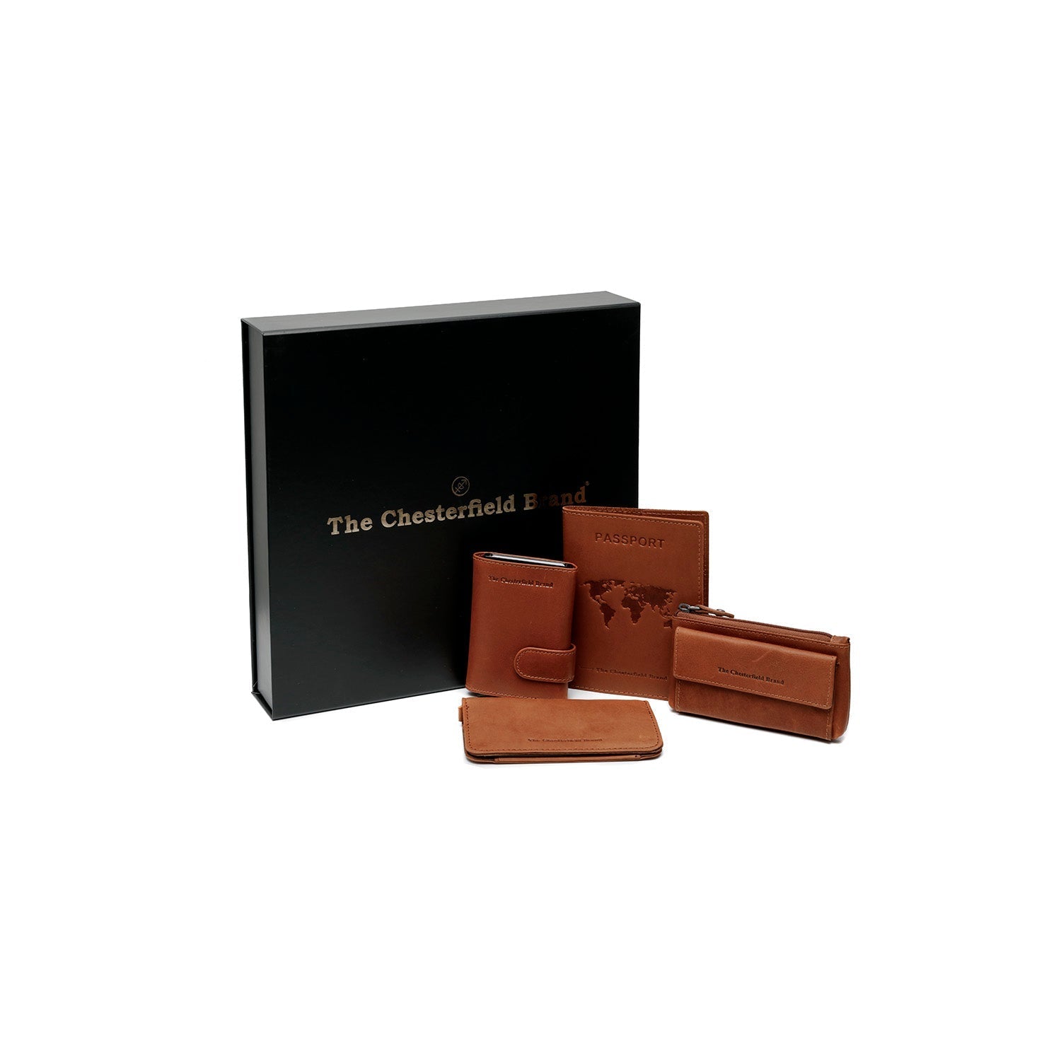 Gift Set Leather Card Holder Cognac Leicester