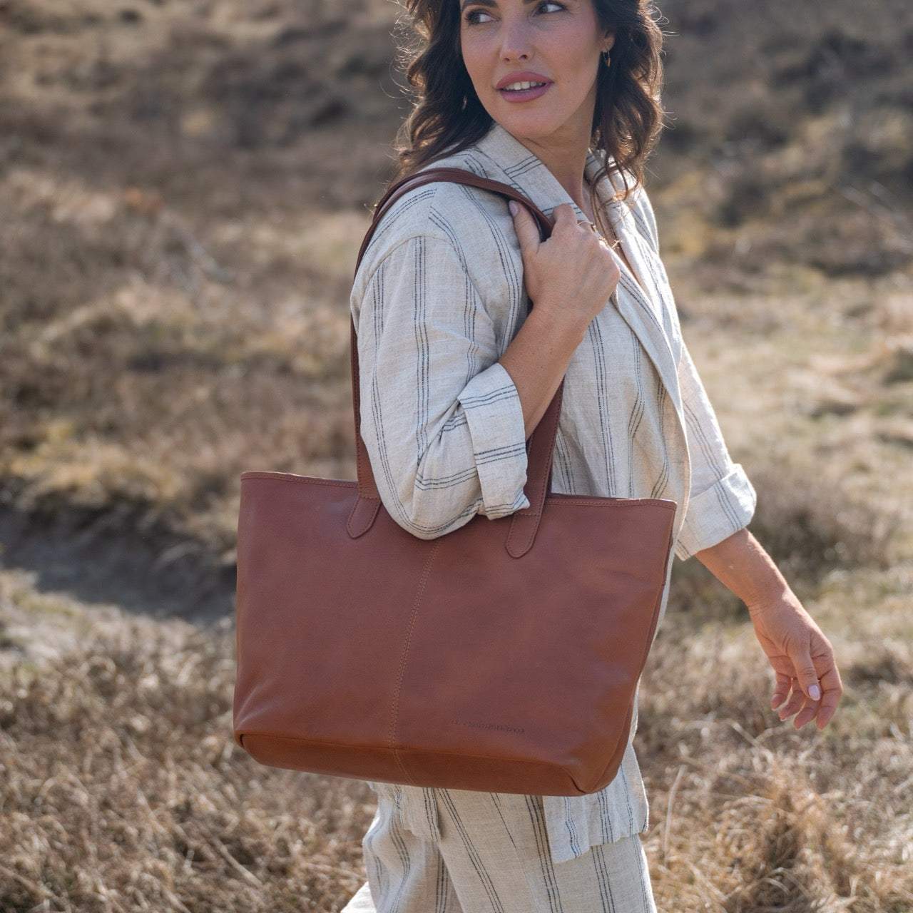 Leather Shopper Cognac Monza