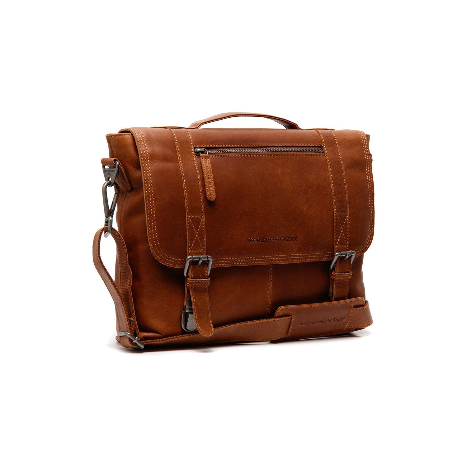 Leather Laptop Bag Cognac Veneto