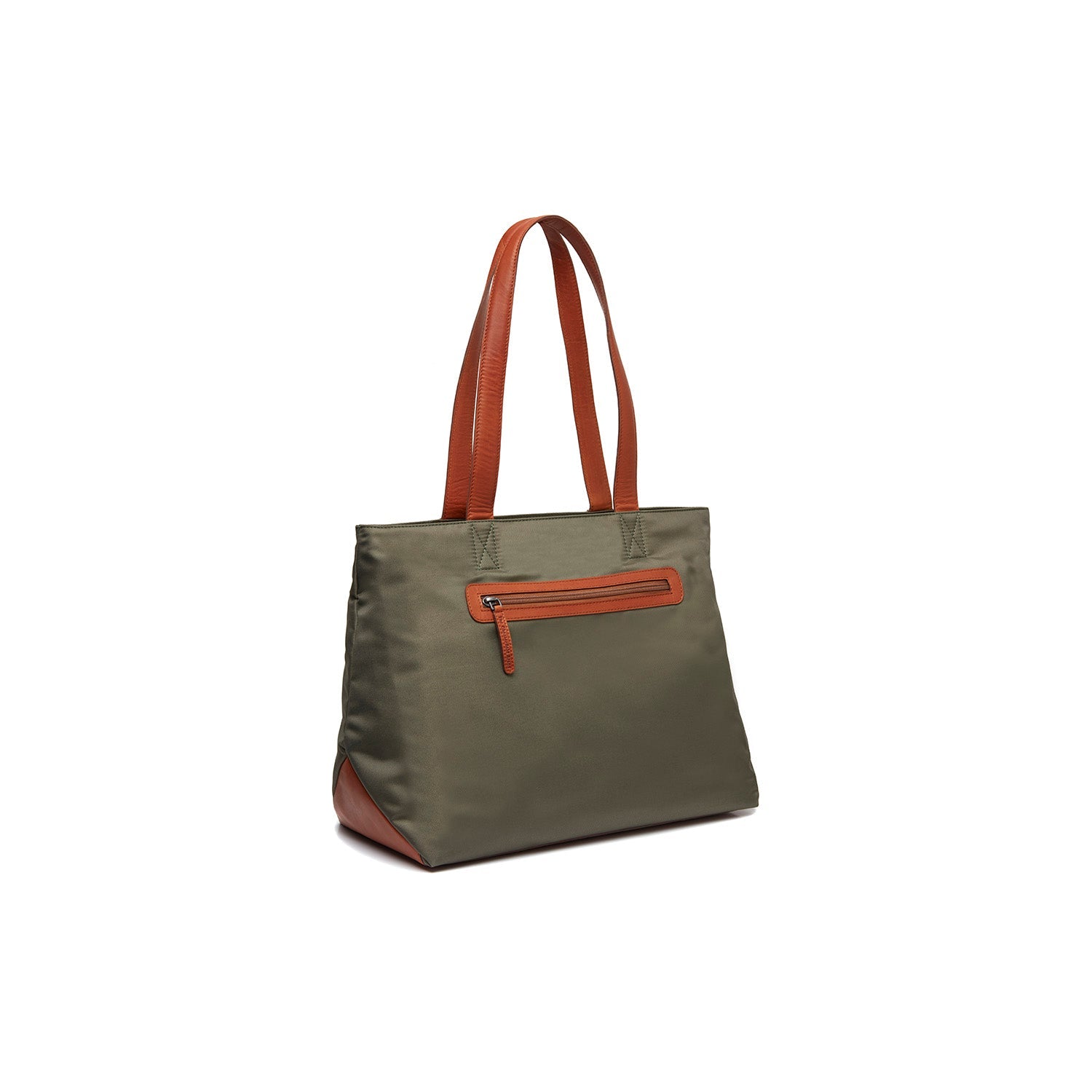 Leather Shopper Steel Green Otta