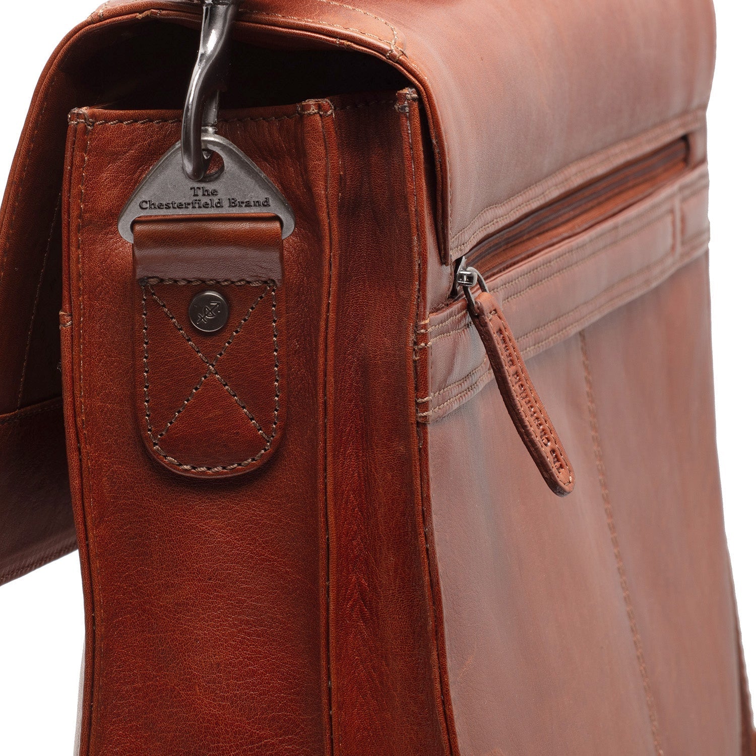 Leather Laptop Bag Cognac Salvatore