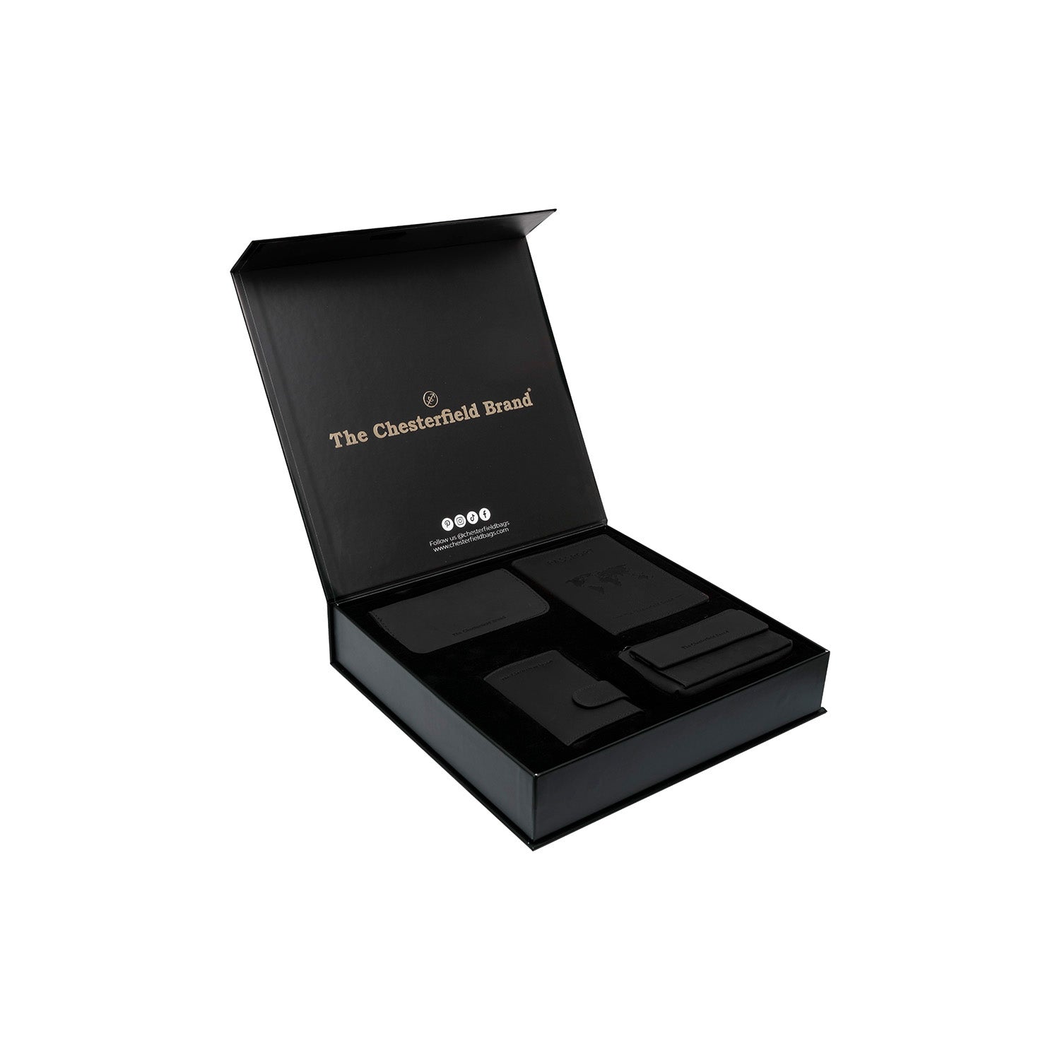 Gift Set Leather Card Holder Black Leicester