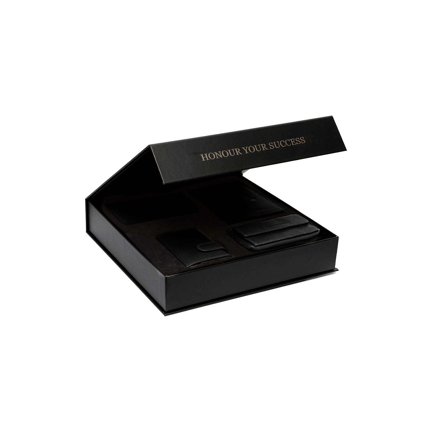 Gift Set Leather Card Holder Black Leicester