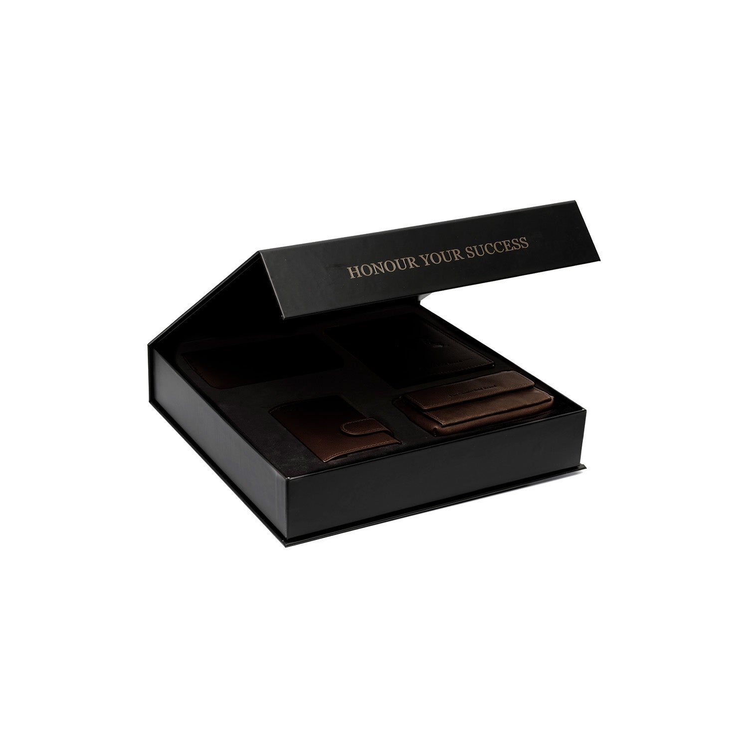 Gift Set Leather Card Holder Brown Leicester