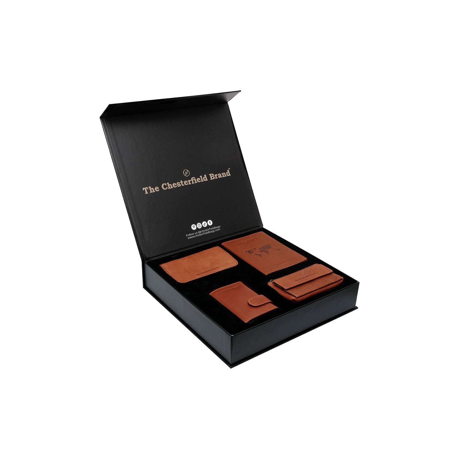 Gift Set Leather Card Holder Cognac Leicester