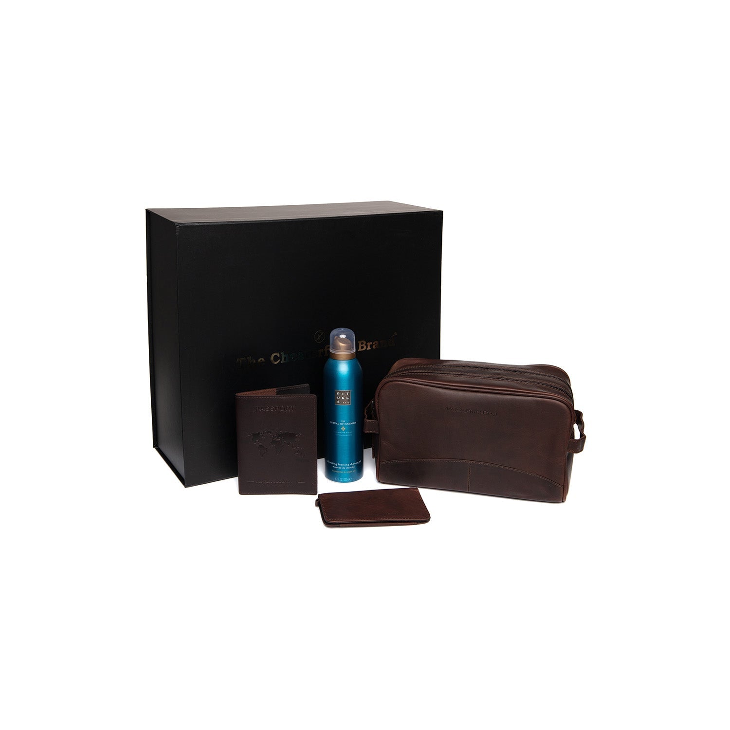 Gift Set Leather Toiletry Bag Brown Stacey with Rituals Shower Foam