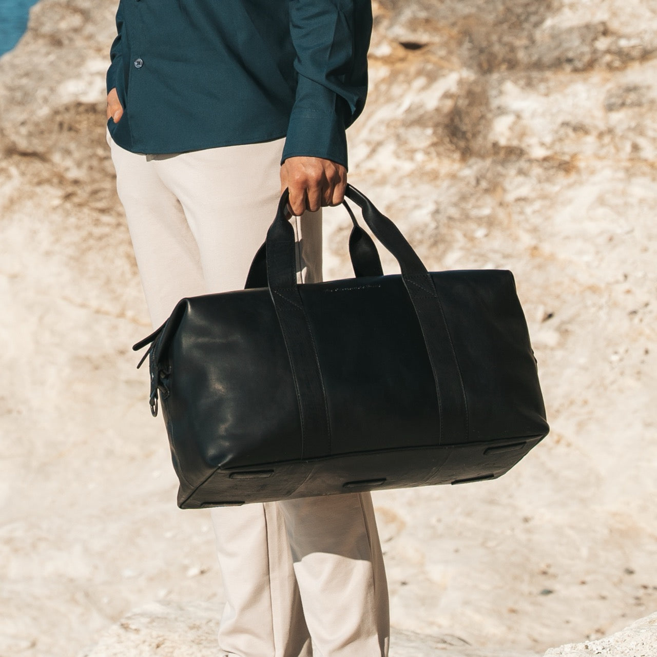 Leather Travel Bag Black Conor