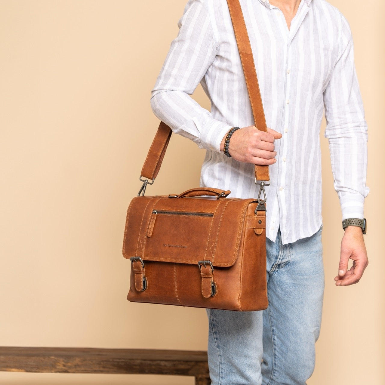 Leather Laptop Bag Cognac Imperia